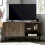 Meuble TV d'angle 48 po avec 2 portes d'armoire et tablette en verre réglable