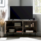 Meuble TV d'angle 48 po avec 2 portes d'armoire et tablette en verre réglable
