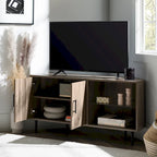 Meuble TV d'angle 48 po avec 2 portes d'armoire et tablette en verre réglable