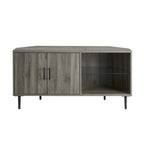 Meuble TV d'angle 48 po avec 2 portes d'armoire et tablette en verre réglable