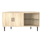 Meuble TV d'angle 48 po avec 2 portes d'armoire et tablette en verre réglable