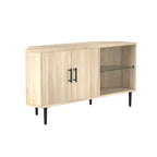 Meuble TV d'angle 48 po avec 2 portes d'armoire et tablette en verre réglable