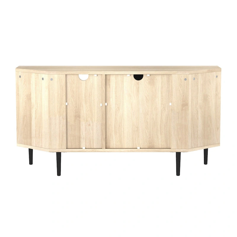 Meuble TV d'angle 48 po avec 2 portes d'armoire et tablette en verre réglable