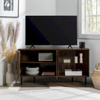 Meuble TV d'angle 48 po avec 2 portes d'armoire et tablette en verre réglable