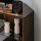 Meuble TV d'angle 48 po avec 2 portes d'armoire et tablette en verre réglable