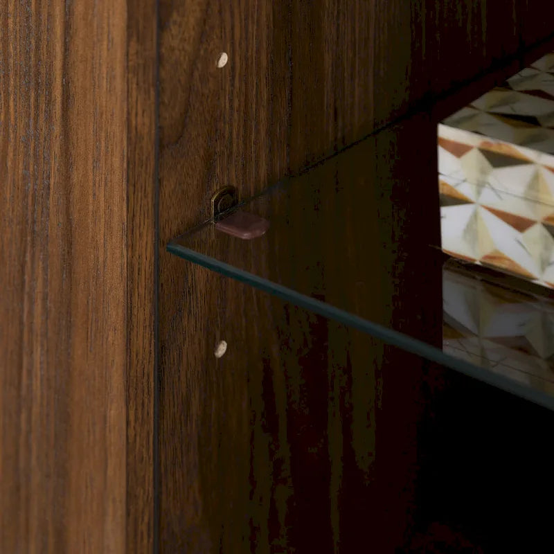 Meuble TV d'angle 48 po avec 2 portes d'armoire et tablette en verre réglable