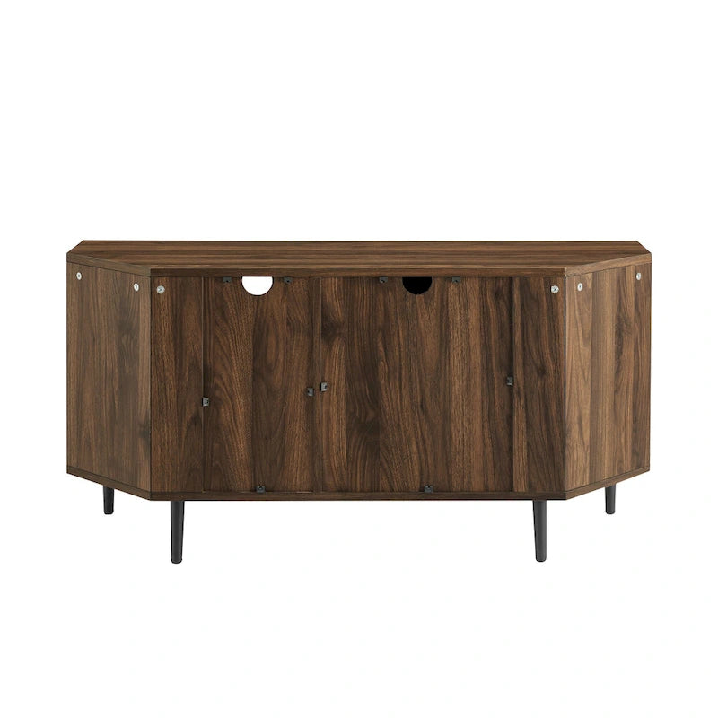 Meuble TV d'angle 48 po avec 2 portes d'armoire et tablette en verre réglable