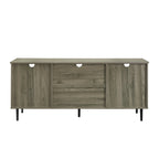 Meuble TV 2 portes à panneaux 147 cm – Chêne rustique / Gris ardoise / Noyer foncé, convient aux TV jusqu'à 165 cm