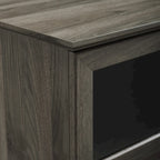Meuble TV 2 portes à panneaux 147 cm – Chêne rustique / Gris ardoise / Noyer foncé, convient aux TV jusqu'à 165 cm