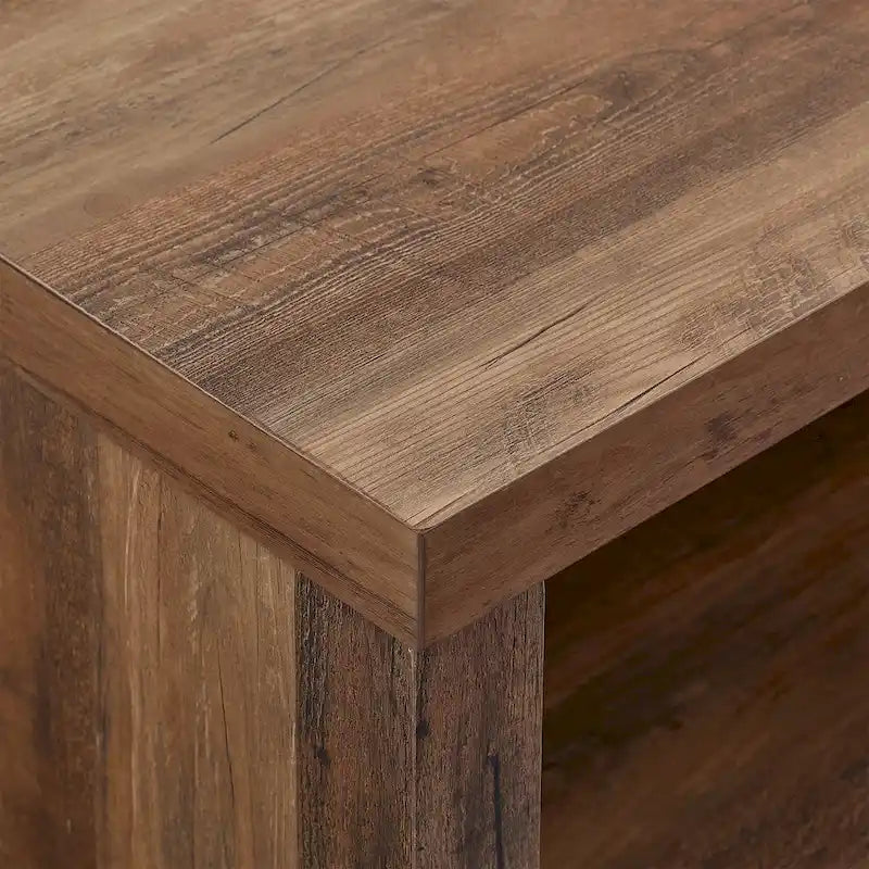 Meuble TV 2 portes à panneaux 147 cm – Chêne rustique / Gris ardoise / Noyer foncé, convient aux TV jusqu'à 165 cm