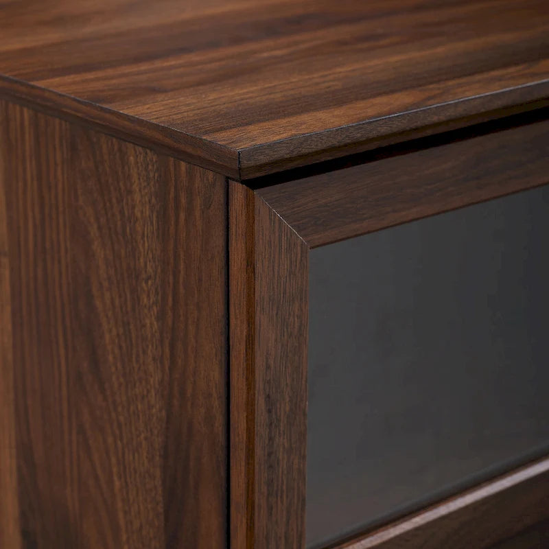 Meuble TV 2 portes à panneaux 147 cm – Chêne rustique / Gris ardoise / Noyer foncé, convient aux TV jusqu'à 165 cm
