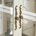 Vitrine en verre éclairée avec étagères en verre réglables, 2 portes et 1 tiroir, Vitrine à vin en verre