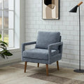 Fauteuil bleu en chenille rembourré avec coussin moelleux, style milieu de siècle