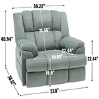Fauteuil inclinable, pivotant et berçant surdimensionné, Repose-pieds, Poches, Manuel