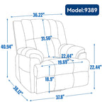Fauteuil inclinable, pivotant et berçant surdimensionné, Repose-pieds, Poches, Manuel
