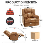 Fauteuil inclinable, pivotant et berçant surdimensionné, Repose-pieds, Poches, Manuel