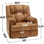Fauteuil inclinable, pivotant et berçant surdimensionné, Repose-pieds, Poches, Manuel
