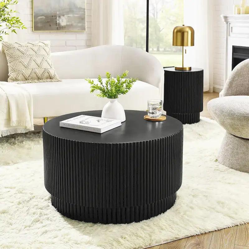 Table basse baril de style nordique – Intérieur et extérieur, oxyde de magnésium