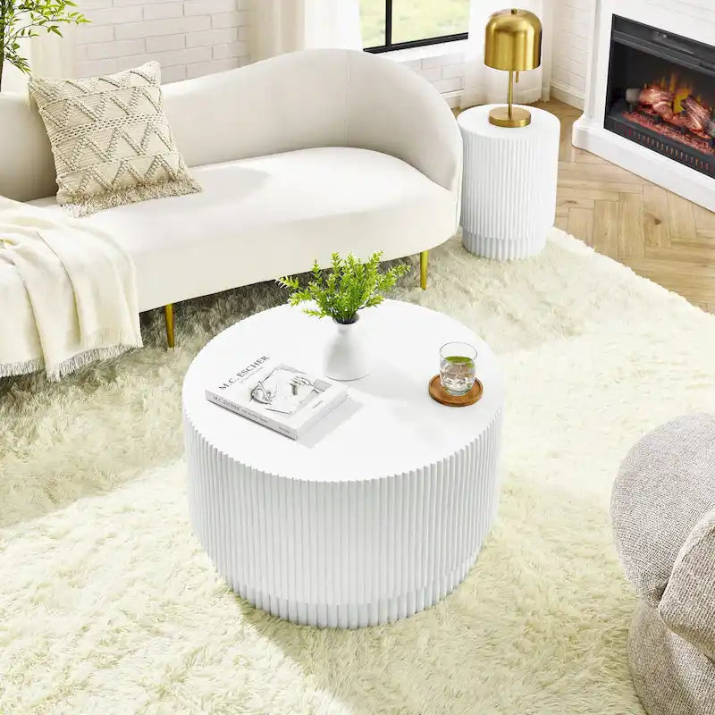 Table basse baril de style nordique – Intérieur et extérieur, oxyde de magnésium
