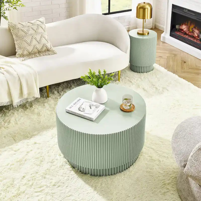 Table basse baril de style nordique – Intérieur et extérieur, oxyde de magnésium
