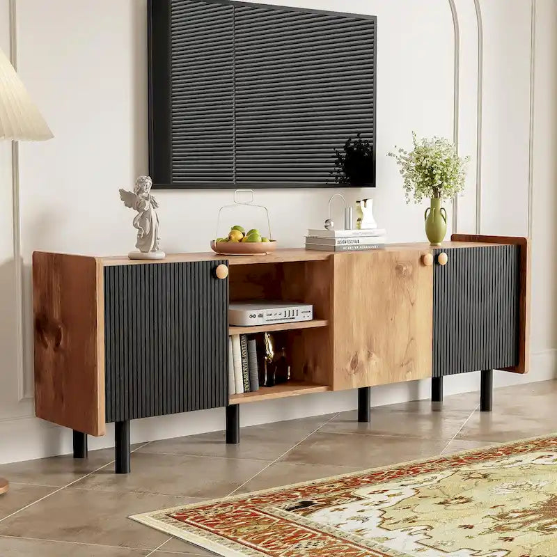 Meuble TV mi-siècle avec 3 rangements pour téléviseurs jusqu'à 70"