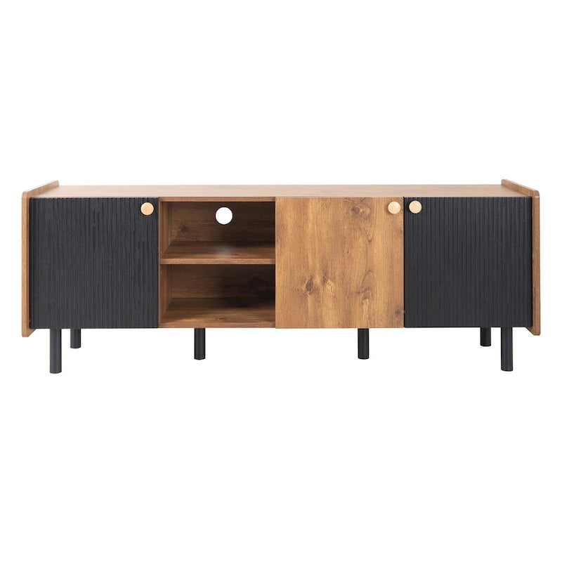 Meuble TV mi-siècle avec 3 rangements pour téléviseurs jusqu'à 70"