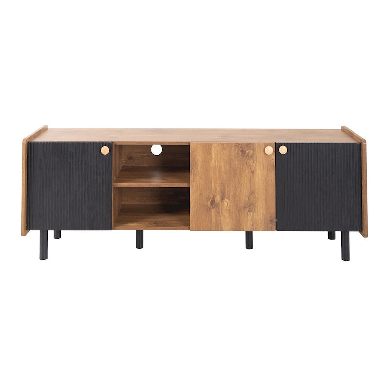 Meuble TV mi-siècle avec 3 rangements pour téléviseurs jusqu'à 70"