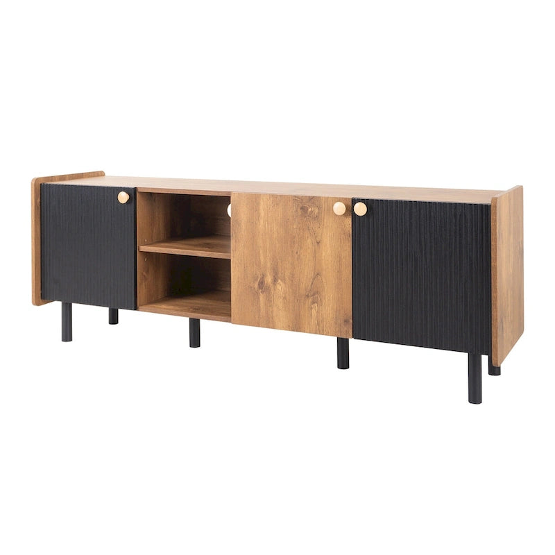 Meuble TV mi-siècle avec 3 rangements pour téléviseurs jusqu'à 70"
