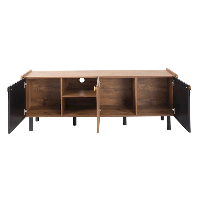 Meuble TV mi-siècle avec 3 rangements pour téléviseurs jusqu'à 70"