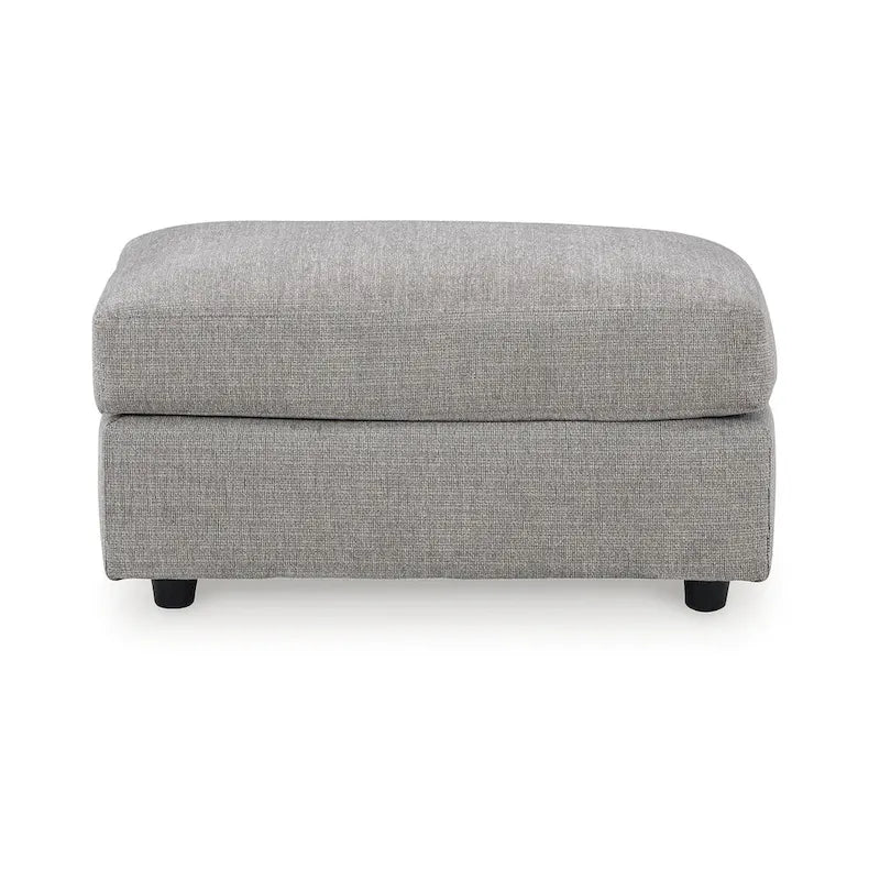 Ensemble de salon 4 pièces en chenille grise - Canapé, causeuse, fauteuil et ottoman