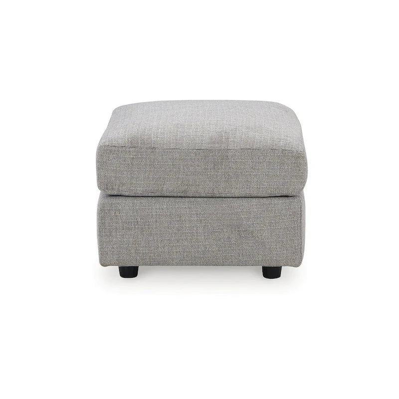 Ensemble de salon 4 pièces en chenille grise - Canapé, causeuse, fauteuil et ottoman