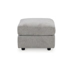 Ensemble de salon 4 pièces en chenille grise - Canapé, causeuse, fauteuil et ottoman