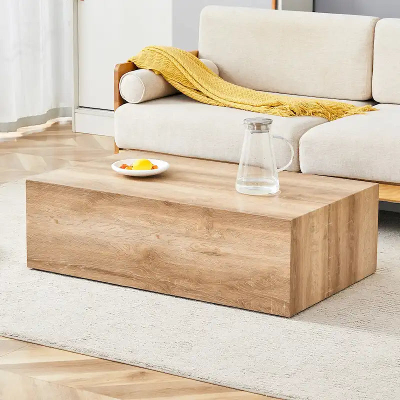 Table basse rectangulaire moderne en MDF avec finition effet marbre