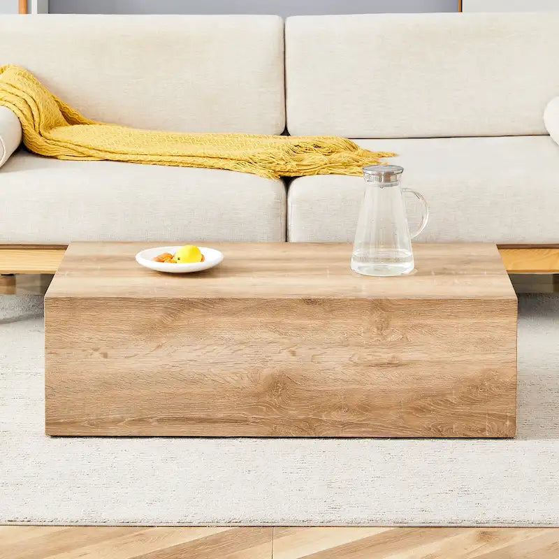 Table basse rectangulaire moderne en MDF avec finition effet marbre