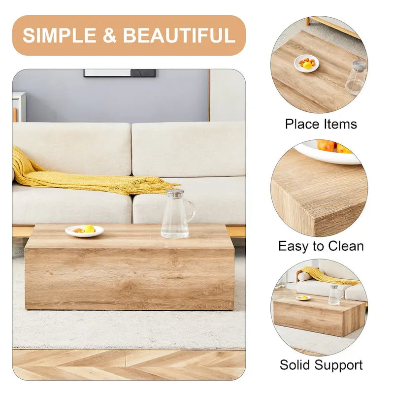 Table basse rectangulaire moderne en MDF avec finition effet marbre