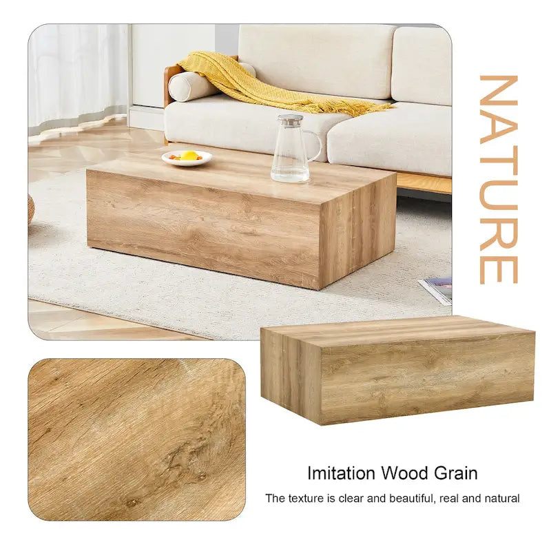 Table basse rectangulaire moderne en MDF avec finition effet marbre