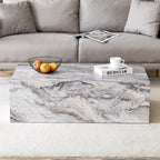 Table basse rectangulaire moderne en MDF avec finition effet marbre
