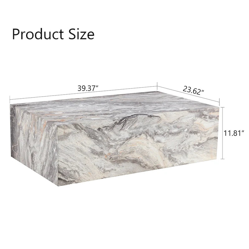 Table basse rectangulaire moderne en MDF avec finition effet marbre
