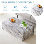 Table basse rectangulaire moderne en MDF avec finition effet marbre