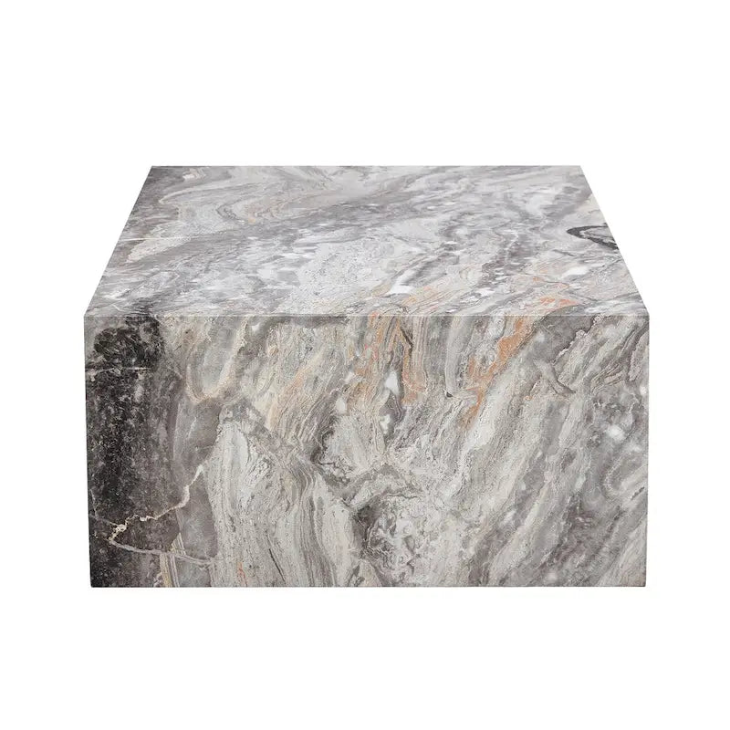 Table basse rectangulaire moderne en MDF avec finition effet marbre