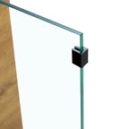 Table basse rectangulaire avec plateau effet bois et pieds en verre trempé
