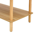 Table basse industrielle de 99 cm avec étagère ouverte à 2 niveaux et pieds en bois d'hévéa