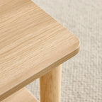 Table basse industrielle de 99 cm avec étagère ouverte à 2 niveaux et pieds en bois d'hévéa