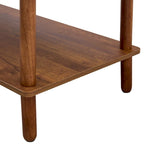 Table basse industrielle de 99 cm avec étagère ouverte à 2 niveaux et pieds en bois d'hévéa