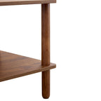 Table basse industrielle de 99 cm avec étagère ouverte à 2 niveaux et pieds en bois d'hévéa