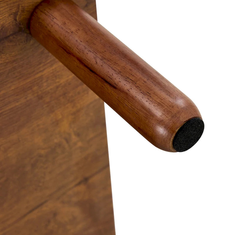 Table basse industrielle de 99 cm avec étagère ouverte à 2 niveaux et pieds en bois d'hévéa