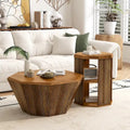 Ensemble de 2 tables basses octogonales de 80 cm en bois d'hévéa massif