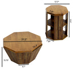 Ensemble de 2 tables basses octogonales de 80 cm en bois d'hévéa massif