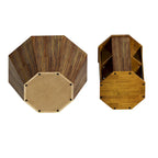 Ensemble de 2 tables basses octogonales de 80 cm en bois d'hévéa massif