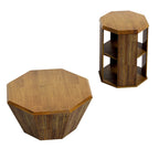 Ensemble de 2 tables basses octogonales de 80 cm en bois d'hévéa massif